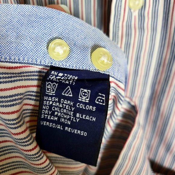 Vintage Tommy Hilfiger Button Down, Men's Large Red White Blue‎ Stripe - Picture 4 of 15